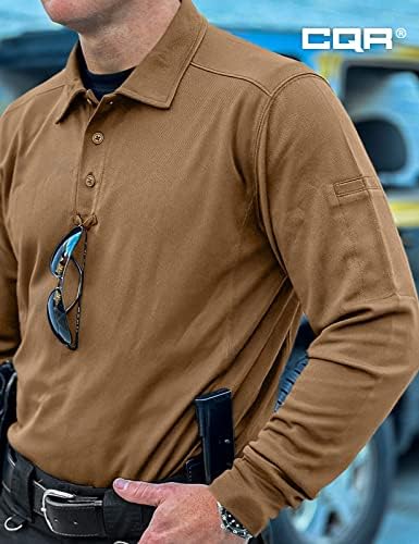 CQR Men's Polo Shirt, Long Sleeve Tactical Shirts, Outdoor UPF 50+ Pique Shirt, Dry Fit Lightweight Golf Shirts - Görsel 4