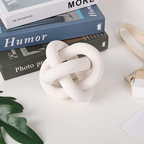 Wood Knot Chain Link Decor - 3 Link Boho Wooden Hand Carved Decorative Wooden Links Knots for Coffee Table Entryway Modern Farmhouse Shelf Decoration - Görsel 2