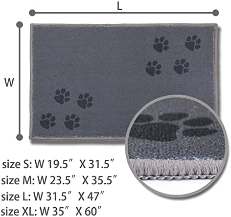 Passionsure Rug Pad, Non-Slip Absorbent Dirt Office Chair Mat For Carpet, Low-Profile Inside Dog Food Mat, Machine Washable Door Rug for Entrance, Garage, Patio, Muddy Wet Shoes or Pet Paws, 35" x 60" - Görsel 2