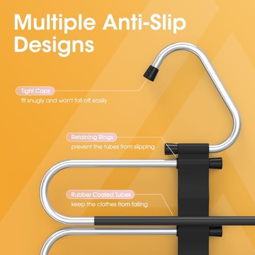 AUJEN Pants Hangers Space Saving - Sturdy Metal Shirt Hangers with Non-Slip Design, Jean Hangers with 2 Hanging Modes, Multipurpose Closet Organizers and Storage for Trousers, Scarves, 2 Pack - Görsel 5