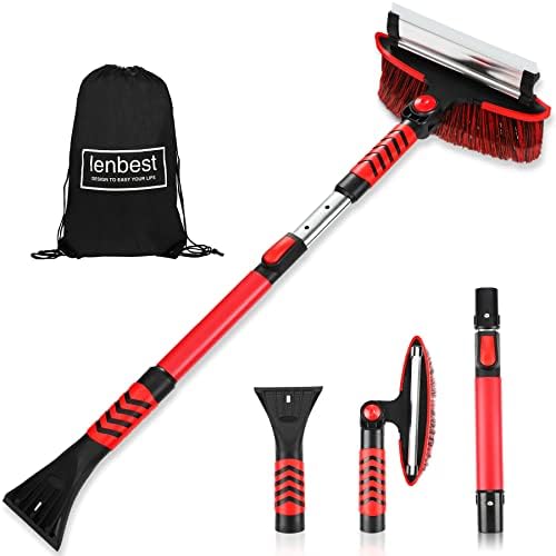 Perbabe Araba buz kazıyıcı, 3'ü 1 arada, teleskopik çubuklu buz kazıyıcı, çıkarılabilir buz kazıyıcı ve fırça başlığı, buz kazıyıcı, ergonomik köpük sap, otomobil, SUV, kamyon, otomobil için, - Görsel 7