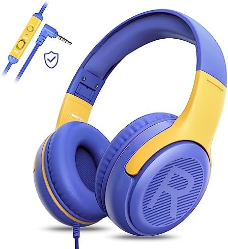 Kids Headphones Wired with Microphone for ipad Computer Laptop for Boys Girls Volume Limit Foldable Over Ear Headset for School 3.5mm Jack - Görsel 1