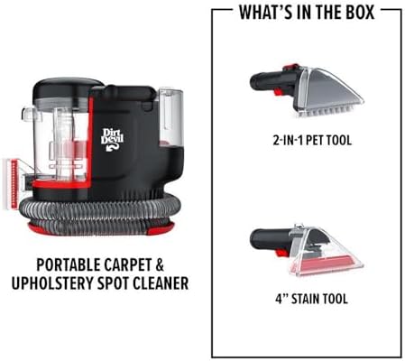Dirt Devil Portable Spot Compact Carpet Cleaner for Carpet & Upholstery, Powerful Suction with Versatile Tools, Pet Stain Remover, Carpet Shampooer, FD13000, Black - Görsel 2