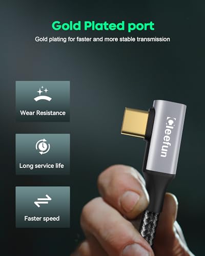 Right Angle USB C Extension Cable 1.5ft, 90 Degree USB C Male to USB C Female Cable, USB 3.1/10Gbps & 4K Video Transfer USB C Extender Cable with 100W Fast Charging for USBC Hub, Laptop, Tablet, Phone - Görsel 6