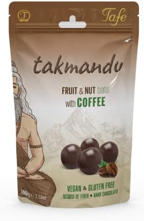 Tafe Takmandu Kahveli Glutensiz ve Vegan Bitter Çikolata Kaplı HurmaTopları 100g - Görsel 1