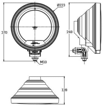 3227 araç farı, yuvarlak, 22,9 cm, kamyon için, 12 V/24 V, SIM – 4 x 4, 2 adet - Görsel 2