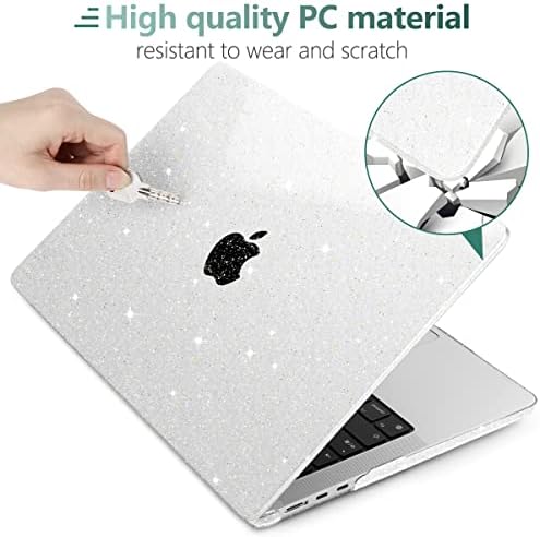 MEEgoodo Glitter Case for MacBook Air 13.6 inch Case 2022 Released A2681 with M2 Chip, Laptop Hard Shell Cases with Keyboard Cover & Camera Cover Compatible with 13.6" MacBook Air Case, Star Clear - Görsel 3
