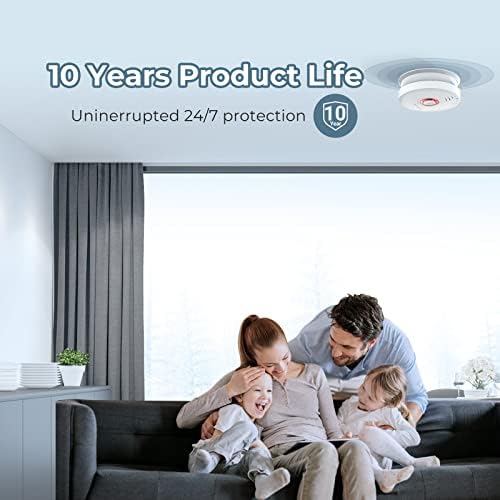 SITERWELL Smoke Detector Fire Alarm with Magnetic Fastening Kit and Built-in Battery, Fire Safety with Photoelectric Technology for Home Bedroom and Babyroom, UL Listed, GS528A, 6 Packs - Görsel 4