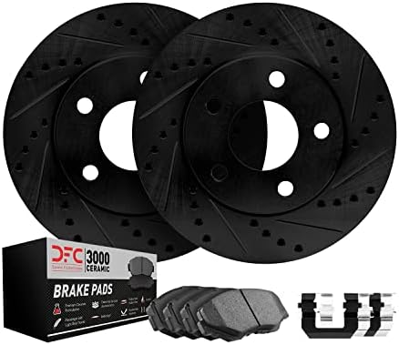 Dynamic Friction Company Bremsrotoren hinten, gebohrt und geschlitzt, schwarz mit 3000er-Serie Keramik-Bremsbeläge inklusive Hardware 8312-92015 - Görsel 1