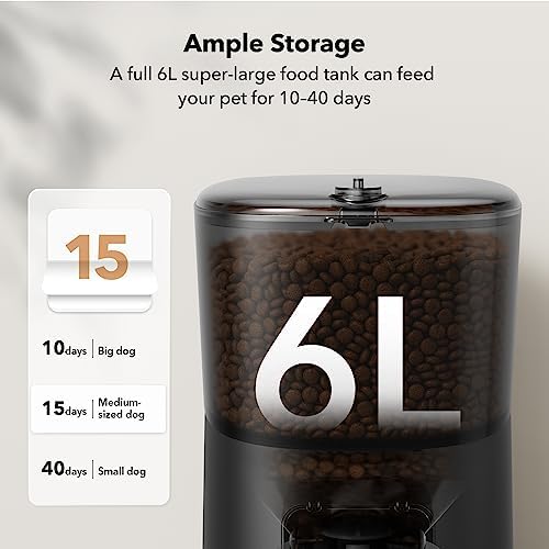 PETLIBRO Automatic Dog Feeder 6L Auto Dry Food Dispenser for Large Breed with Lock Lid for Naughty Pet, Timed Cat Feeder Low Food LED Indication with Anti-Clog Design Up to 50 Portion & 6 Meals Daily - Görsel 2