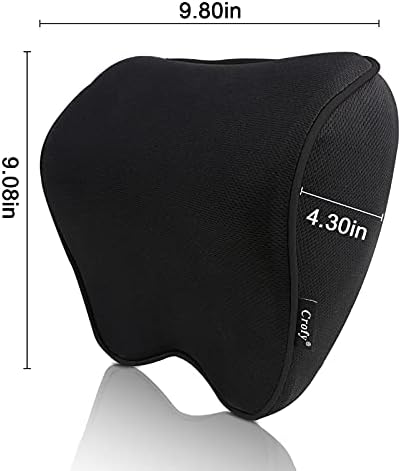 2-Pack Auto Nackenkissen, Weichheit Auto Kopfstütze Kissen zum Fahren mit verstellbarem Riemen, 100% Memory Foam und atmungsaktiver Abnehmbarer Abdeckung (schwarzes Seitenseil) - Görsel 6