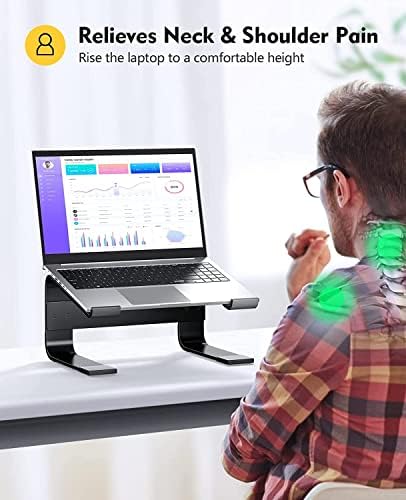 Soqool Dizüstü bilgisayar standı, alüminyum dizüstü bilgisayar standı, havalandırmalı, çalışma masası için ergonomik dizüstü bilgisayar tutucu, MacBook Air/Pro, Lenovo, Huawei, Acer, Dell, HP (10-17 - Görsel 2
