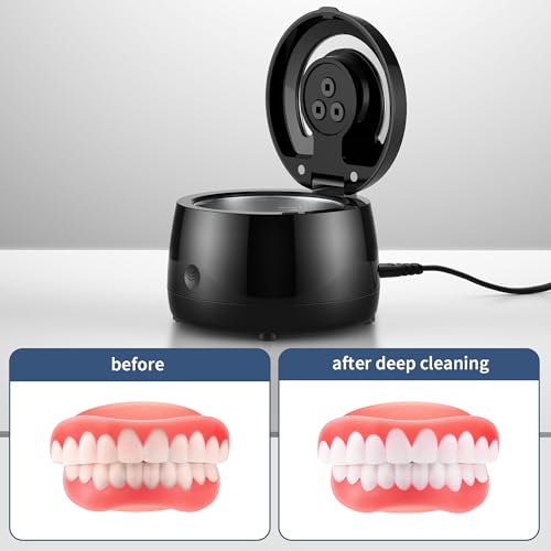 Ultrasonic Retainer Cleaner Machine, 43kHz Ultrasonic Denture Cleaner with Retainer Cleaning Cartridge for Dentures, Aligner, Mouth Guards, Retainer, All Dental Appliances, Black - Görsel 5