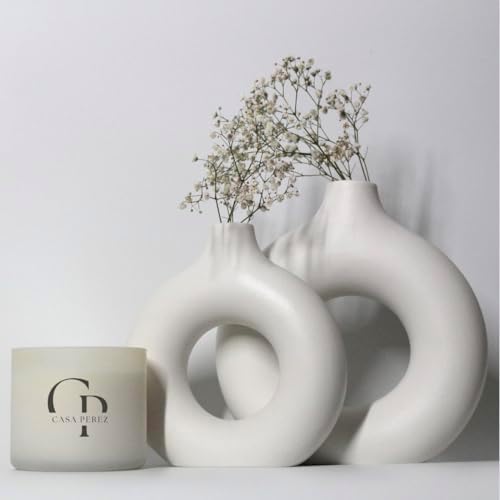 Donut Vases Set of Two, Ceramic Vase Aesthetic - Görsel 6