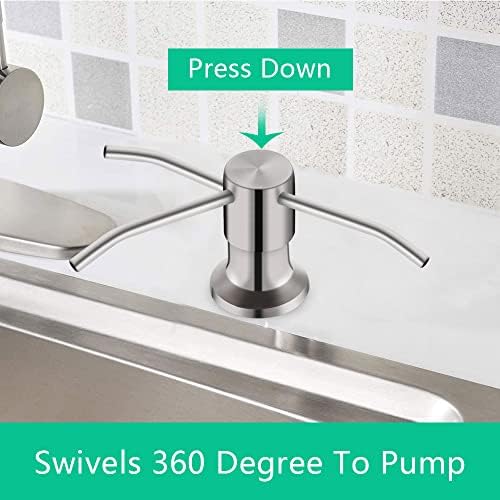 Soap Dispenser for Kitchen Sink, Built in Sink Soap Dispenser (Brushed Nickel), Countertop Soap Dispenser Pump with 47" Extension Tube kit, No Need to Fill Little Bottle Again (Longer Thread Shaft) - Görsel 2