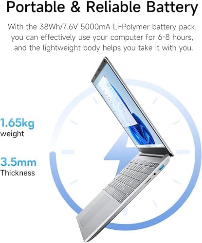 jumper Laptop 15,6 Zoll FHD Display, inklusive Office 365, 12 GB RAM 128 GB eMMc + 512 GB SSD, Prozessor 5305U Notebook, 38 Wh, Zwei Stereo-Lautsprecher, Typ-C, USB 3.0, 2024 - Görsel 7