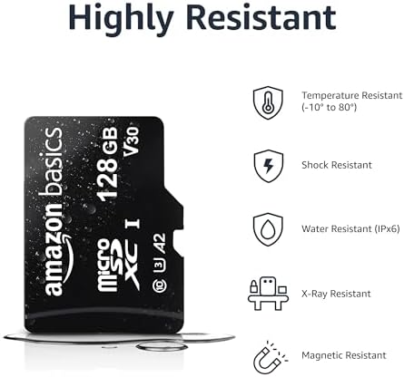 Amazon Basics Micro SDXC Memory Card with Full Size Adapter, A2, U3, Read Speed up to 100 MB/s, 128 GB, Black - Görsel 4