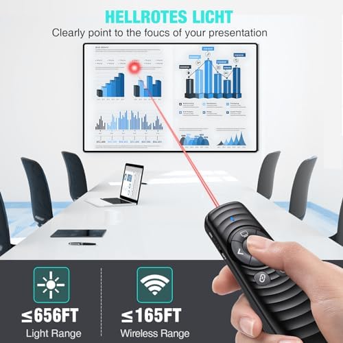 USB Type C Rechargeable Wireless Presenter Remote for Powerpont Presentations with Volume Control -Presentation Clicker Slide Advancer for Mac Computer Laptop - Görsel 6