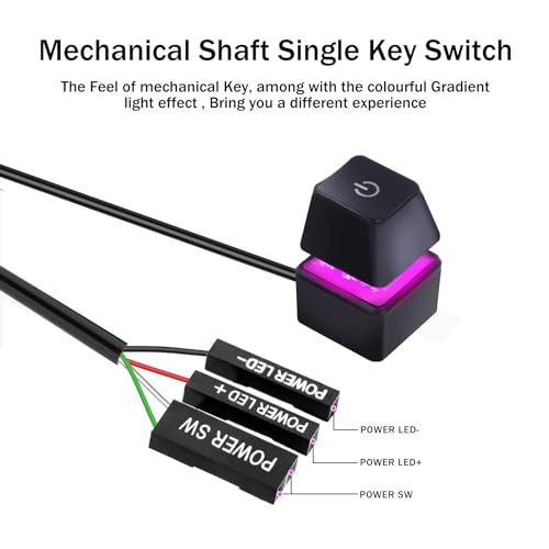 Desktop Computer Power Switch Power Supply Cable, AZMXDVP External Remote Start PC Motherboard Power ON/Off Switch Button Extension Cable 2M Length-M20 (Black) - Görsel 4