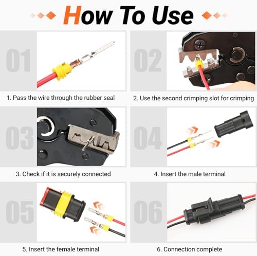 Preciva araç fişi, 300 adet su geçirmez araç bağlantı kiti, sıkma pensesi (0,5 – 1,5 mm²), kablo fişi (1/2/3/4 kutuplu), otomobil, bot, kamyon için uygun - Görsel 4