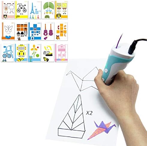 20 Sheets 3D Printer Drawing Molds Paper Stencils for 3D Printing Pen, 40 Patterns and a Clear Plate Set - Görsel 3