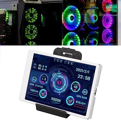 SUNGOOYUE 3.5in Computer Temp Monitor, USB Type C Interface IPS Full View 320x480 LCD Display Small Screen for AIDA64 PC CPU Hard Disk Data Monitor (White) - Görsel 5