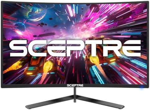 Sceptre 24-inch Curved Gaming Monitor 1080p up to 165Hz DisplayPort HDMI 99% sRGB, AMD FreeSync Build-in Speakers Machine Black (C248B-FWT168) - Görsel 1
