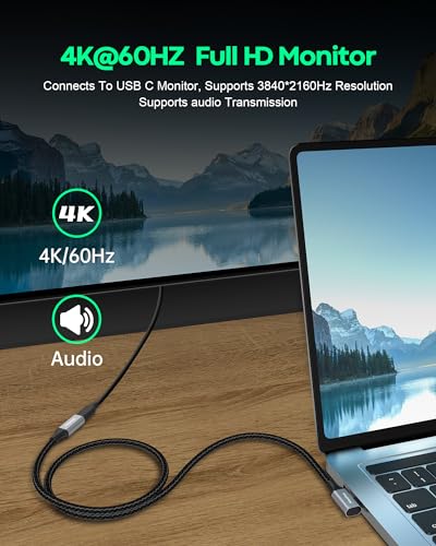 Right Angle USB C Extension Cable 1.5ft, 90 Degree USB C Male to USB C Female Cable, USB 3.1/10Gbps & 4K Video Transfer USB C Extender Cable with 100W Fast Charging for USBC Hub, Laptop, Tablet, Phone - Görsel 5