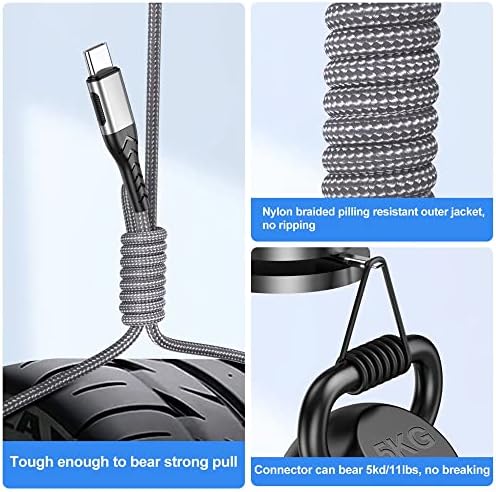 Durcord USB C Cable, Upgarded 2Pack 10ft Fast USB Type C Charging Cable for Android/Phone/Pad/Laptop, Type C Charger Braided USB Cable Compatible withi Phone 15/Pro/Plus/Max/Sam.Sung-Silver - Görsel 4