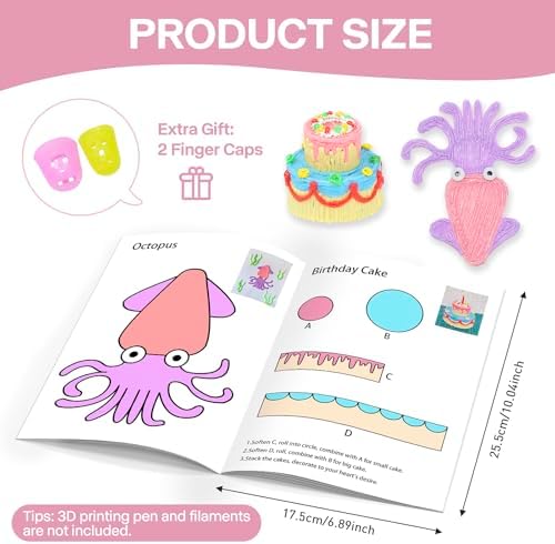 3D Pen Printing Drawing Book, Reusable Colorful Thick Paper Template with A Temperature Resistant Transparent Board, 40 Original Patterns Painting Graffiti Copy Book for Kids DIY Gift - Görsel 2