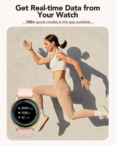 AGPTEK Smart Watch for Women(Answer/Make Calls) - Smartwatch for Android iOS Phones with Heart Rate Sleep Monitor Step Counter, Fitness Tracker Watch with 100+ Sports Modes, Pink - Görsel 6