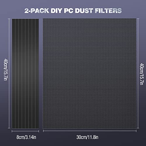MoKo 400x300mm DIY PC Case Dust Mesh Filter, [2 Pack] PVC Dustproof Magnetic Dust Filter Cover, PC Mesh Grill with Magnetic Frame Strip Computer Cooler Fan Dust Filter for Computer PC Case, Black - Görsel 4