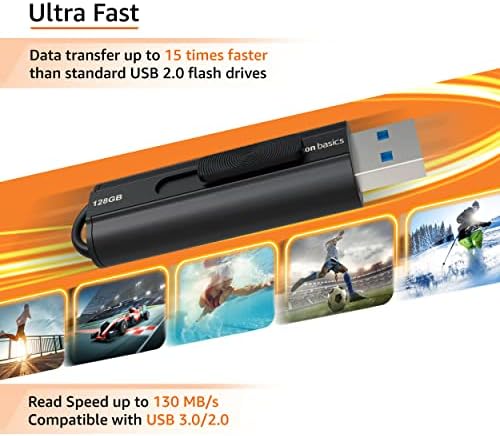 Amazon Basics 128 GB Ultra Fast USB 3.1 Flash Drive, Black - Görsel 3