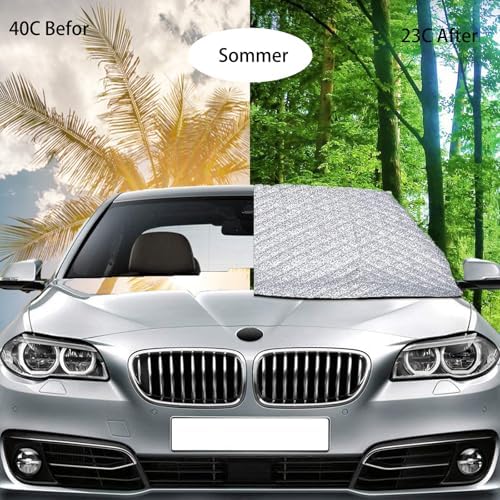 Ön cam örtüsü, kış, ön cam örtüsü, dona karşı koruma, kış, katlanabilir, kar, don, güneş, araba, SUV için toz - Görsel 4