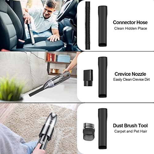 Absob Akülü Elektrikli Süpürge Mini Taşınabilir El Araba Koltuğu Hoover 9000PA Güçlü Emiş El Vakumu Islak Kuru Şarj Edilebilir Hafif Ev Ofis Klavye Halı Pet Köpek Saç Temizleme USB Şarj - Görsel 3