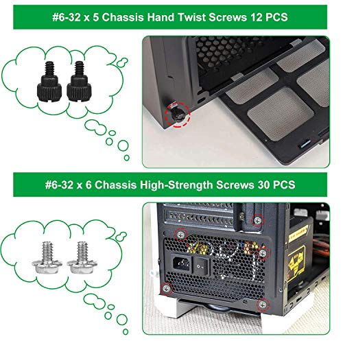 510 Pcs Computer Screw Set, PC Case Motherboard Standoffs Screws #6-32 Male to M3 Female Standoffs Sets for Personal Computer Screw Standoffs Set Kit for PC Case Motherboard HDD SSD CD-ROM Hard Drive - Görsel 7