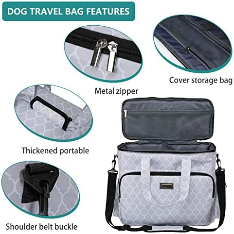BAGLHER Dog Travel Bag, Pet Travel Bag（All Pet Travel Supplies）, with 2 Pet Food Containers and 3 Collapsible Silicone Bowls; Essential Kits for Pet Travel DLwhite - Görsel 4