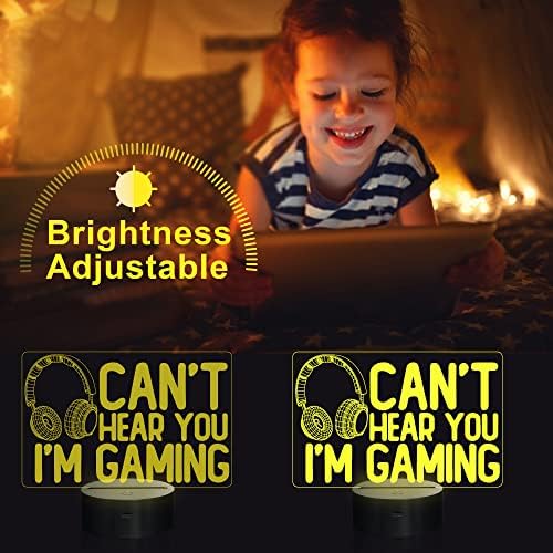 YuanDian Can't Hear You I'm Gaming Night Light, Headset Graphic Video Games Gamer Gift Funny 3D Illusion Lamp 16 Colors Changing Touch & Remote Control for Men Gamers Teenagers and Kids - Görsel 5