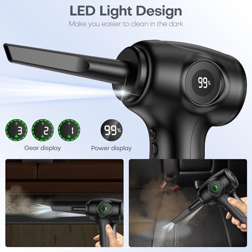 Mini Portable Cordless Air Duster, Compressed Air Duster for PC & Keyboard Cleaning, Rechargeable Electronic Air Blower, Computer Air Pressure Cleaner with LED Display - Görsel 4