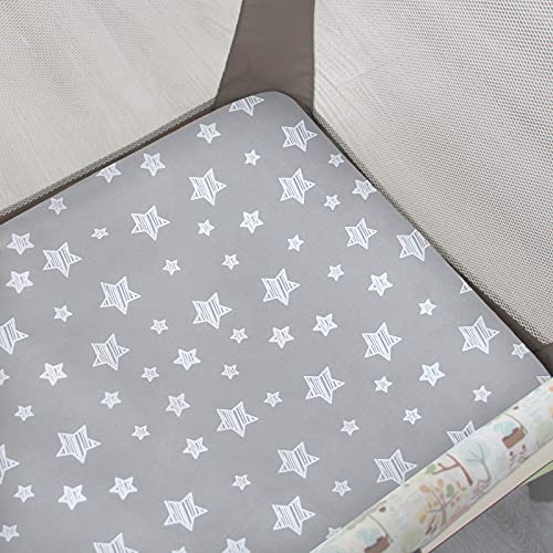 Pack and Play Sheets, 2 Pack Mini Crib Sheets, Stretchy Playard Fitted Sheet, Compatible with Graco Pack n Play, Soft and Breathable Material, Stars & Bunny - Görsel 2