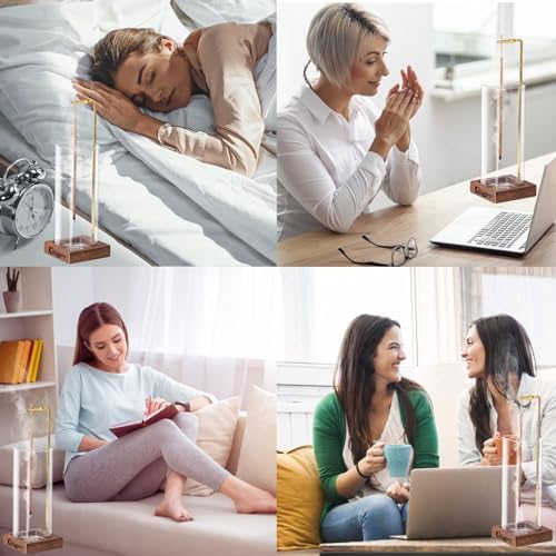 Ceremony Incense Holder, Wooden Incense Holder for Sticks with Glass Ash Catcher, Anti-ash Incense Burner with 20 Incense Sticks and a Ash Brush for Meditation Yoga Spa Room Decor - Görsel 6