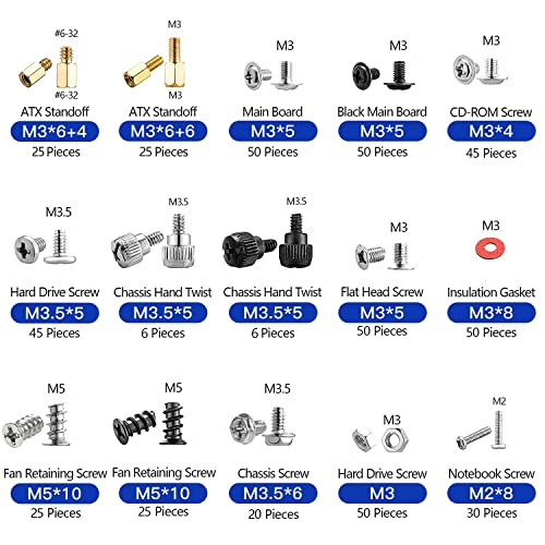502PC Computer Motherboard Screws Kit, Motherboard Standoffs Screws for Universal HDD Hard Drive, SSD, PC Case, PC Fan, Power Supply, Graphics, CD-ROM, ATX Case, for DIY PC Installation & Repair - Görsel 2