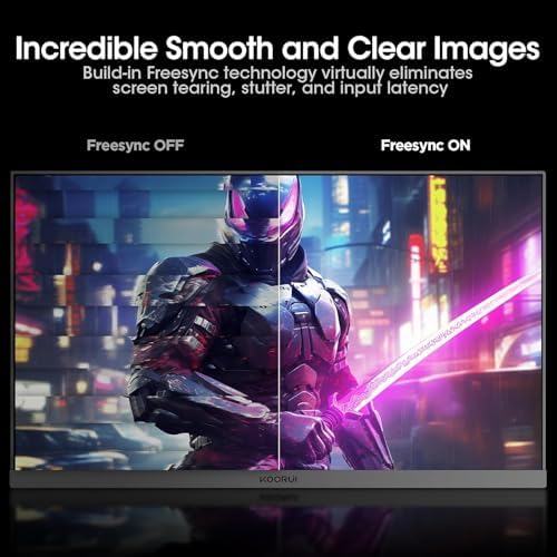 KOORUI Gaming Monitor 25-inch, 170Hz FHD 1080p Computer Monitor, 1ms GTG, Adaptive G-Sync, FreeSync Premium, 3 Sides Frameless, HDMI x 2, DisplayPort, Black, 25E3A - Görsel 3