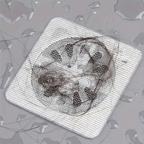 25 Pack,4" X 4" Disposable Shower Drain Cover Hair Catcher, Square Shower Drain Mesh Sticker, Bathroom, Laundry, Bathtub, Kitchen, Sink, for Human & Pet (25 PCS) - Görsel 6
