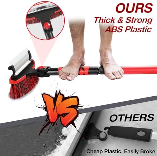 Perbabe Araba buz kazıyıcı, 3'ü 1 arada, teleskopik çubuklu buz kazıyıcı, çıkarılabilir buz kazıyıcı ve fırça başlığı, buz kazıyıcı, ergonomik köpük sap, otomobil, SUV, kamyon, otomobil için, - Görsel 2
