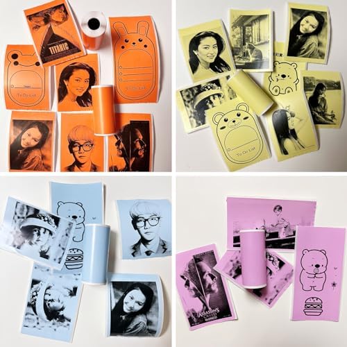 9 Rolls Mini Thermal Sticker Paper for Phomemo M02/T02 Mini Printer, Thermal Printer Paper with 57x25mm, Mini Thermal Printer Sticker Paper for Photo Journal Notes Memo - Görsel 5