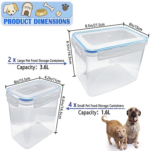 kathson 6 Pcs Dog Food Storage Container Airtight Pet Food Storage Containers Plastic Dog Treat Container Stackable Cat Dry Food Bin Kitchen Container Blue - Görsel 5