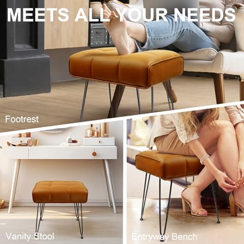 HOUCHICS Vanity Stool, Makeup Stool, Vanity Stools for Makeup, Vanity Chair, Vanity Stool Seating, Vanity Chair for Makeup Room (Brown) - Görsel 2