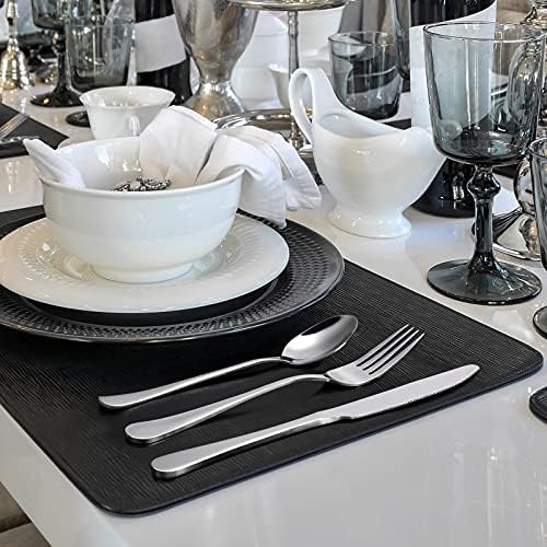 Hiware 24-piece Forks and Spoons Silverware Set, Food Grade Stainless Steel Flatware Cutlery Set for Home, Kitchen and Restaurant, Mirror Polished, Dishwasher Safe - Görsel 7