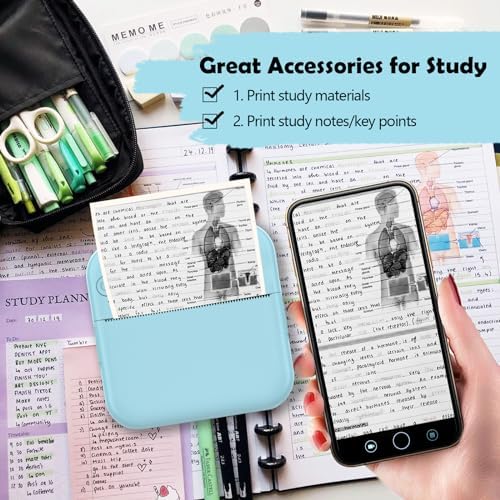 9 Rolls Mini Thermal Sticker Paper for Phomemo M02/T02 Mini Printer, Thermal Printer Paper with 57x25mm, Mini Thermal Printer Sticker Paper for Photo Journal Notes Memo - Görsel 6